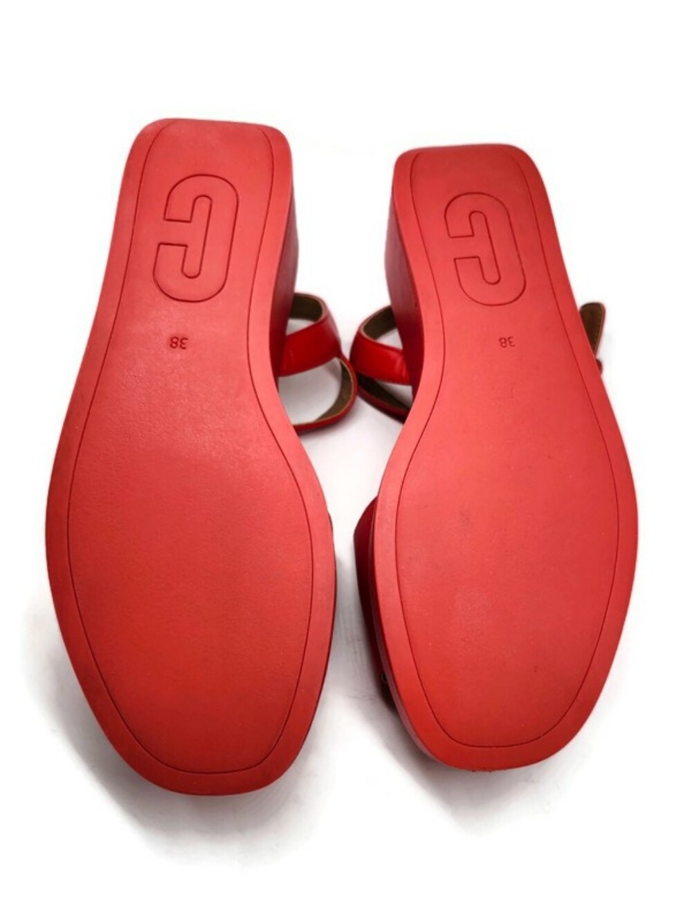Camper Misia Red Leather Single Wide Strap Buckle Close Open-Toe Flatform Sandal - Picture 12 of 16